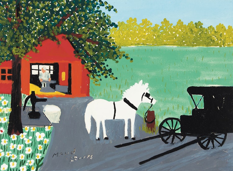 Artwork by Maud Lewis,  The Blacksmith Shop