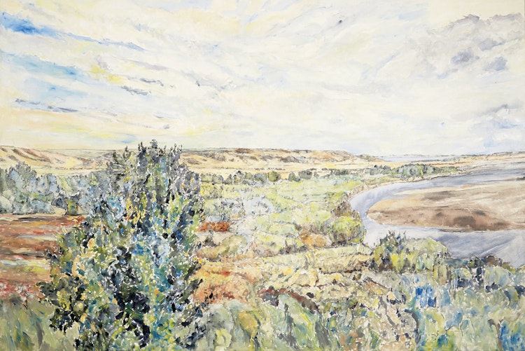 Artwork by Dorothy Elsie Knowles,  The River with Hills