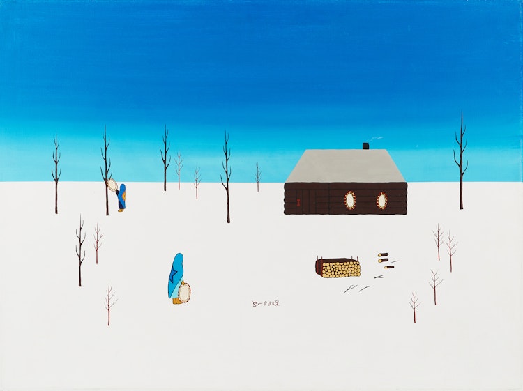 Artwork by Shirley Cheechoo, Cleaning Beaver Skins #9