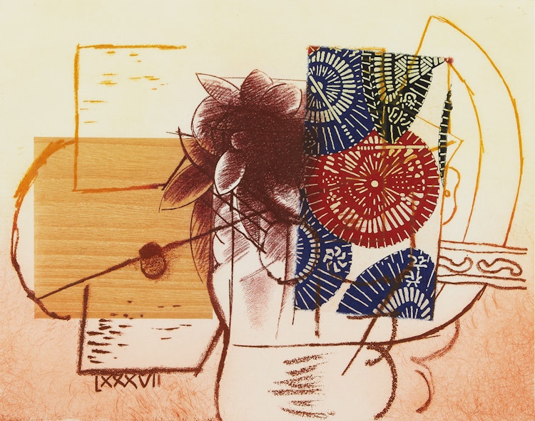 Artwork by Carl Heywood, Japan Collé with Umbrellas