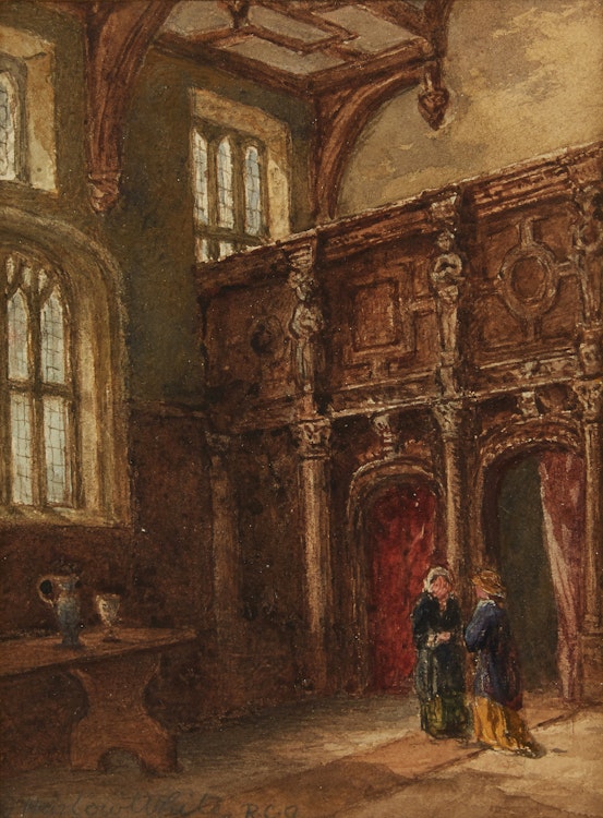 Artwork by George Harlow White, Charter House; Exterior, Charter House; Angling in the Afternoon