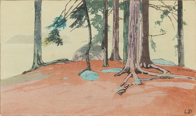 Artwork by Walter Joseph Phillips, Rain, Lake of the woods