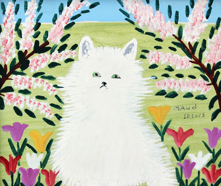 Artwork by Maud Lewis,  The White Cat