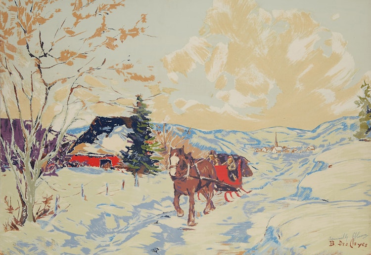 Artwork by Berthe Des Clayes,  Landscape with Horse and Wagon; The Red Sleigh