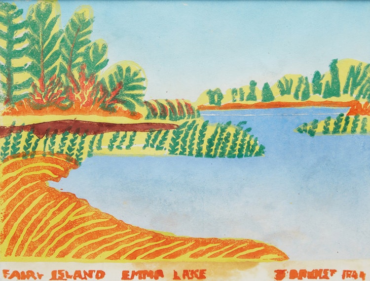 Artwork by Stanley Brunst,  Fairy Island, Emma Lake