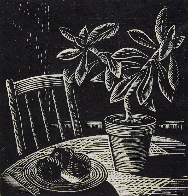 Artwork by Carl Fellman Schaefer, Rubber Plant