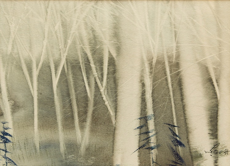 Artwork by Marjorie Pigott, Forest Scene; Forest Interior