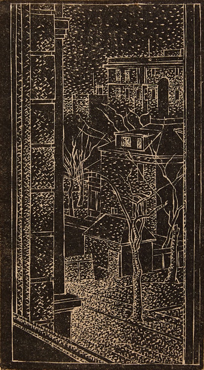 Artwork by Lionel LeMoine FitzGerald, View from a Window with Tree and Buildings