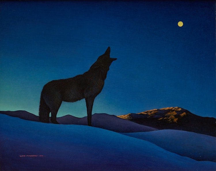 Artwork by Lloyd Fitzgerald,  Beginning of Night (The Wolf)