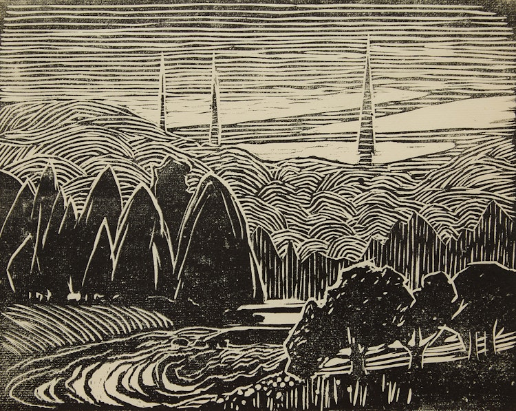 Artwork by Mary Evelyn Wrinch, Three Steeples