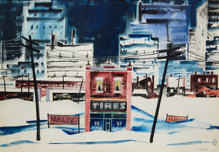 Artwork by Sydney Hollinger Watson, Winter in the City