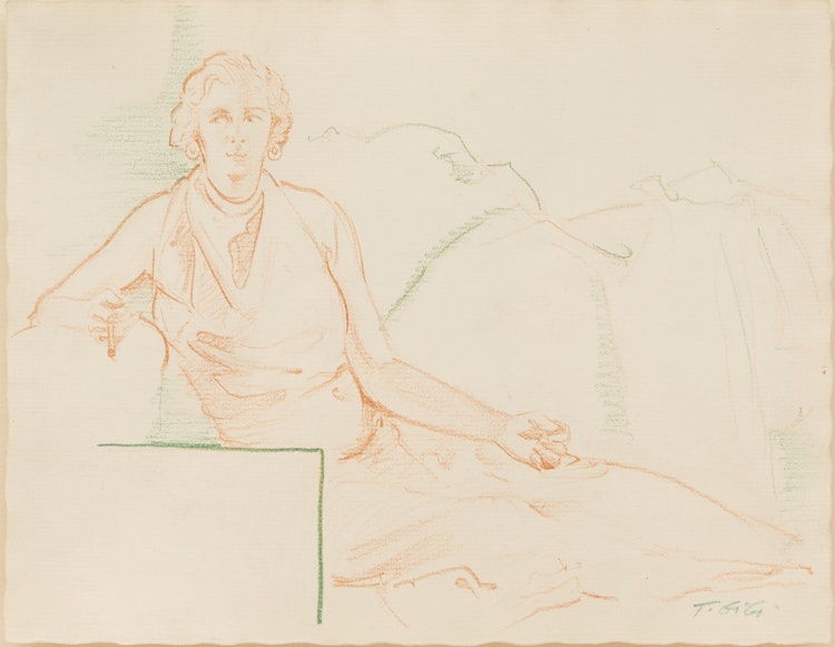 Artwork by Thomas Garland Greene, Seated Woman Smoking