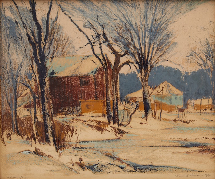 Artwork by Frank Leonard Brooks, Winter Farm