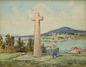 Artwork by Paul Archibald Caron, Quebec City view from Lévis