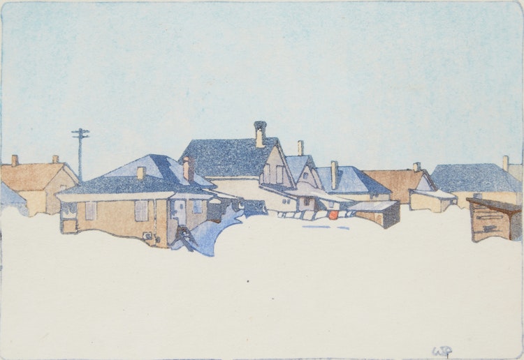 Artwork by Walter Joseph Phillips, A Winnipeg Street Snowbound