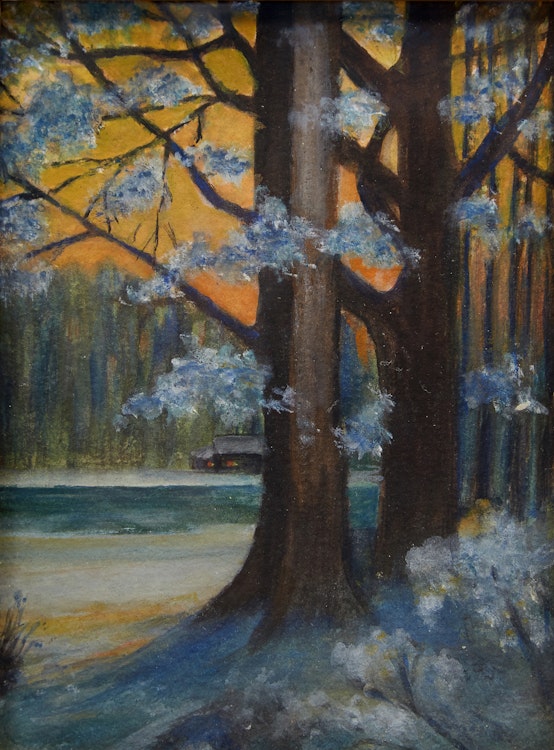 Artwork by Elizabeth Annie McGillivray Knowles, Cabin at Sunset