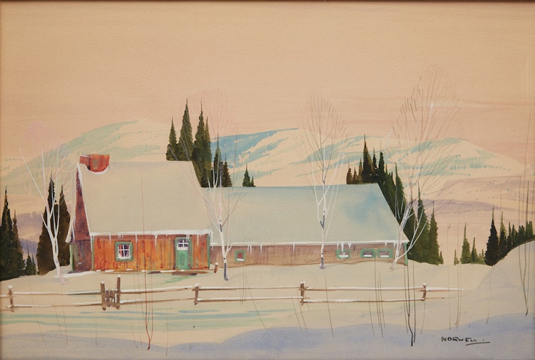 Artwork by Graham Noble Norwell,  Winter Cottage