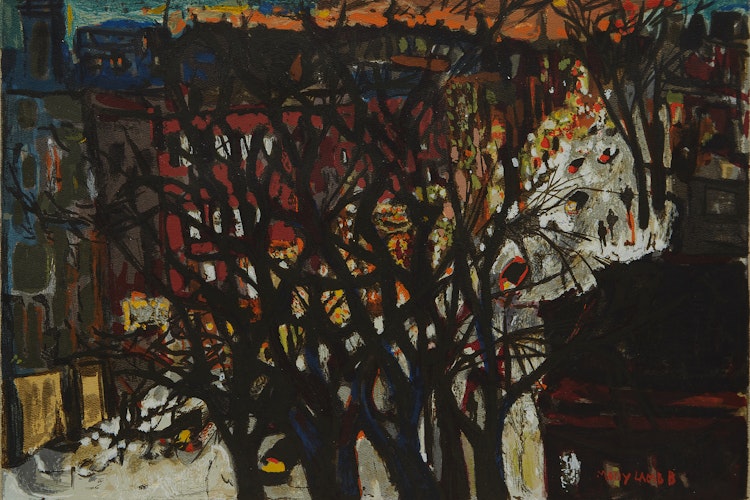 Artwork by Molly Lamb Bobak, Winter in Town