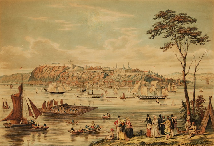 Artwork by Thomas Picken,  View of Quebec (after Captain B. Beaufoy)