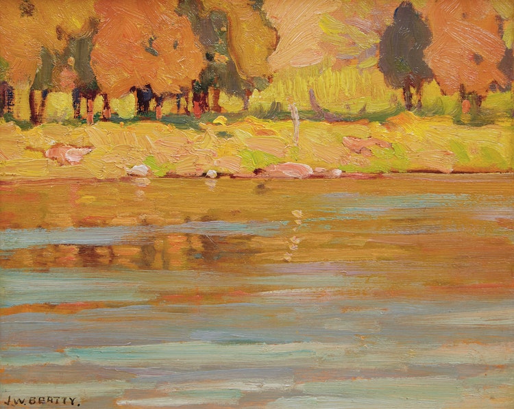 Artwork by John William Beatty,  Autumn Riverscape