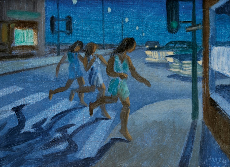 Artwork by Philip Henry Howard Surrey, Three Women Threatened by Automobiles