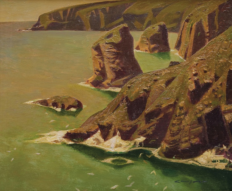 Artwork by Charles Fraser Comfort,  Bedruthen Steps II, Near Padstowe, Cornwall, England