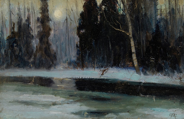 Artwork by Maurice Galbraith Cullen, The Cache River at Moonrise