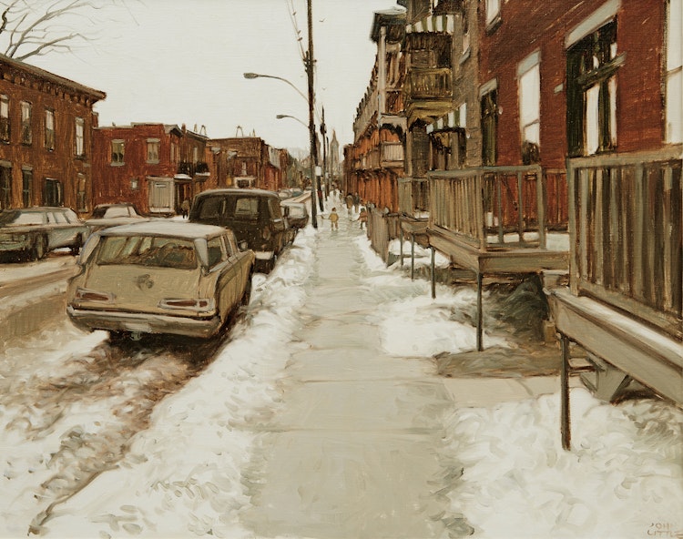 Artwork by John Geoffrey Caruthers Little, Une journée de mars, Rue Hibernia, Pointe St. Charles, Montréal