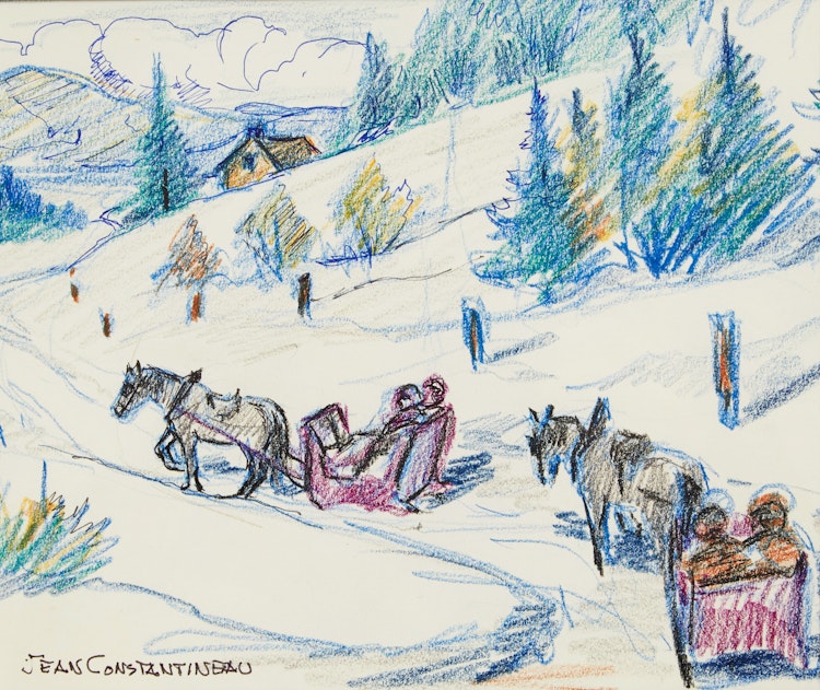 Artwork by Jean Constantineau, Ballade en traineau