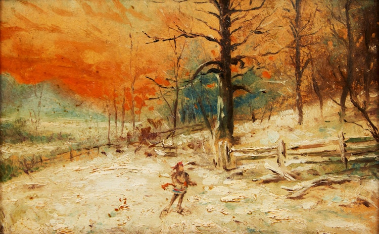 Artwork by  20th Century Canadian School,  Snowshoer in Landscape