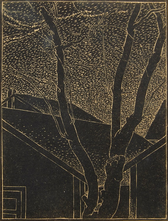 Artwork by Lionel LeMoine FitzGerald, Backyard with Garage