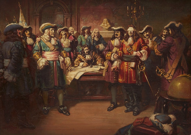 Artwork by Harold Wellington McCrea, Surrender Terms (Frontenac)