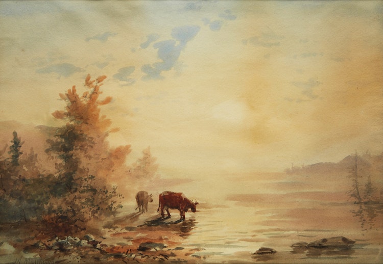 Artwork by Marmaduke Matthews,  Cattle Watering