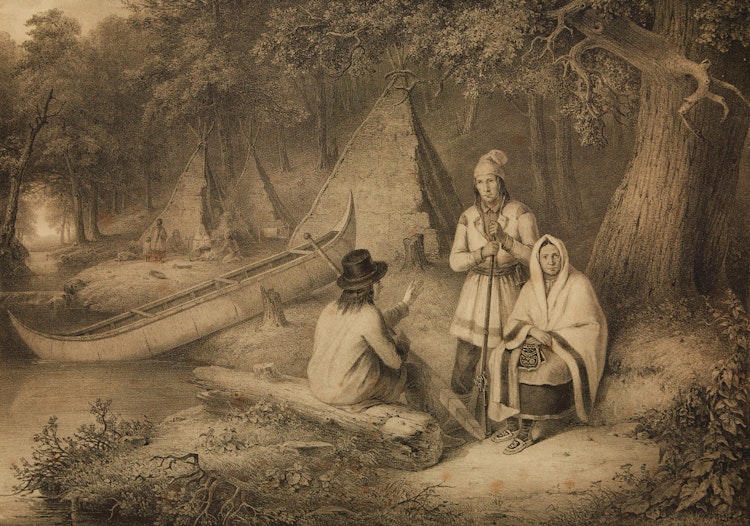 Artwork by Cornelius Krieghoff,  Indian Wigwam in Lower Canada