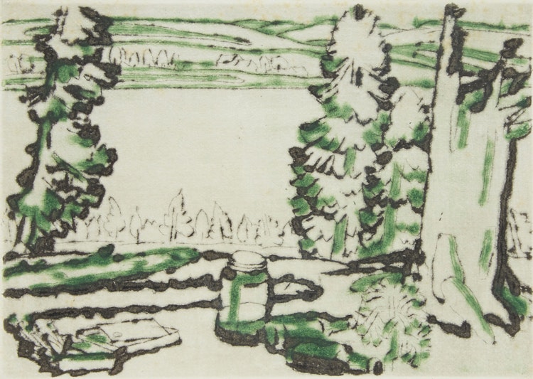 Artwork by David Brown Milne, Painting Place (Hilltop)