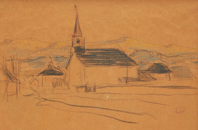Artwork by Clarence Alphonse Gagnon, Village, St. Lawrence, North Shore