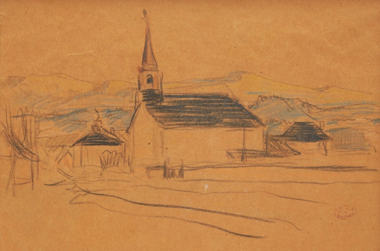 Artwork by Clarence Alphonse Gagnon,  Village, St. Lawrence, North Shore