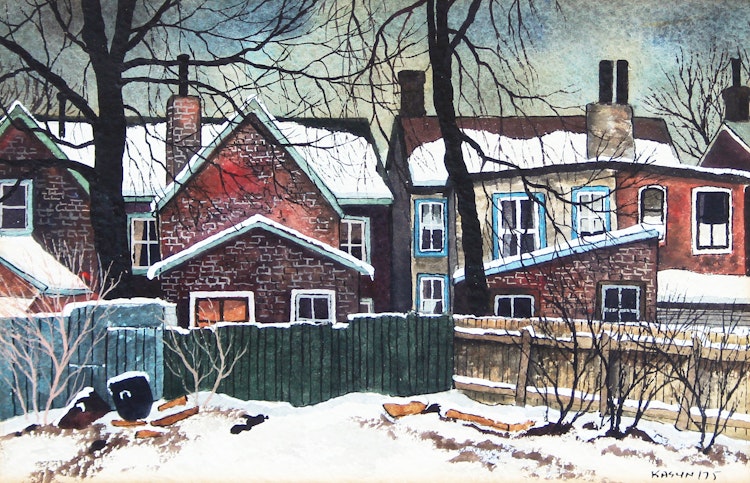 Artwork by John Kasyn,  Winter Clouds over Baldwin Street