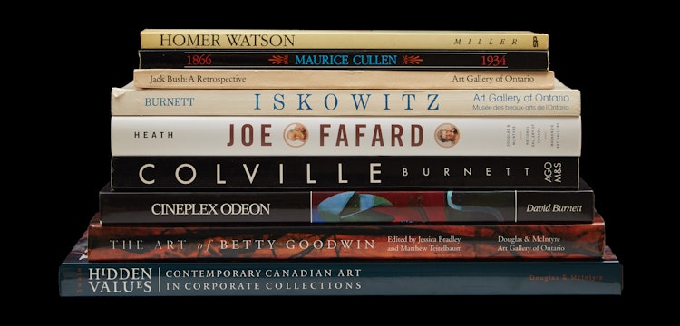 Artwork by  Books and Reference,  Cineplex Odeon-The First Ten Years; Maurice Cullen-1866-1934; Colville; Homer Watson-The Man of Doon; Jack Bush-A Retrospective; Hidden Values-Contemporary Canadian Art in Corporate Collections; Joe Fafard; Iskowitz; The Art of Betty Goodwin