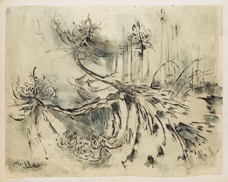 Artwork by Alexander Samuel Millar,  Falling Spruce; Abstract Landscape; Thistles