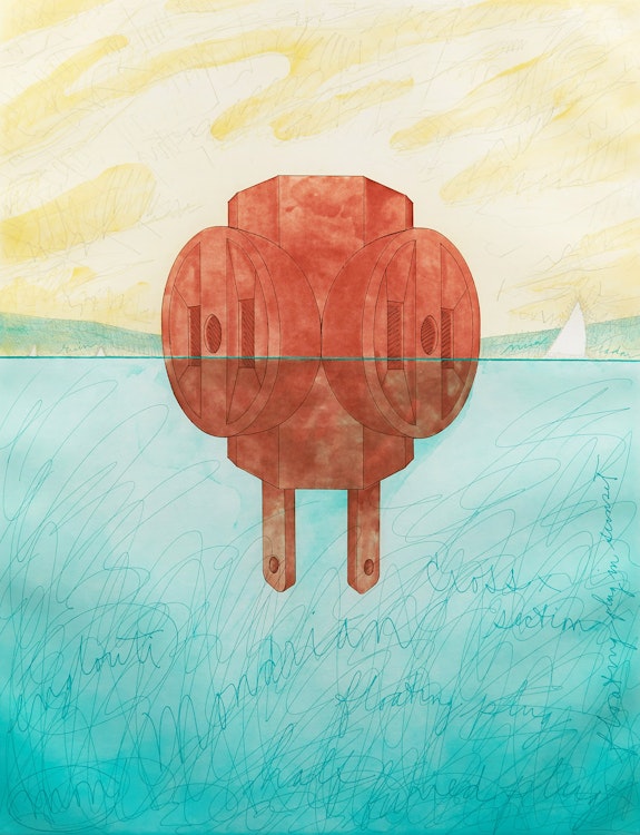 Artwork by Claes Oldenberg,  Floating Three - Way Plug, 1976