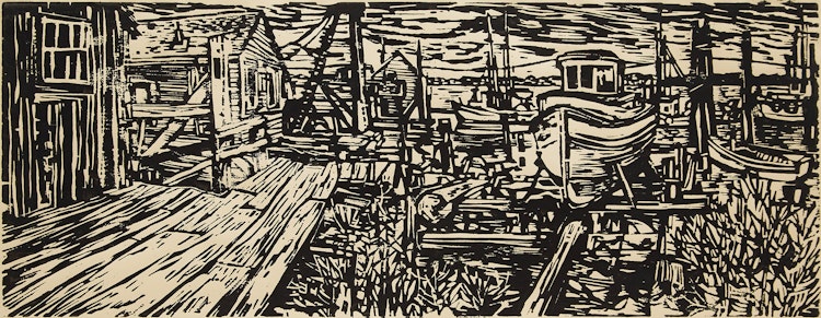 Artwork by Sam Black, Stevenson on the Fraser