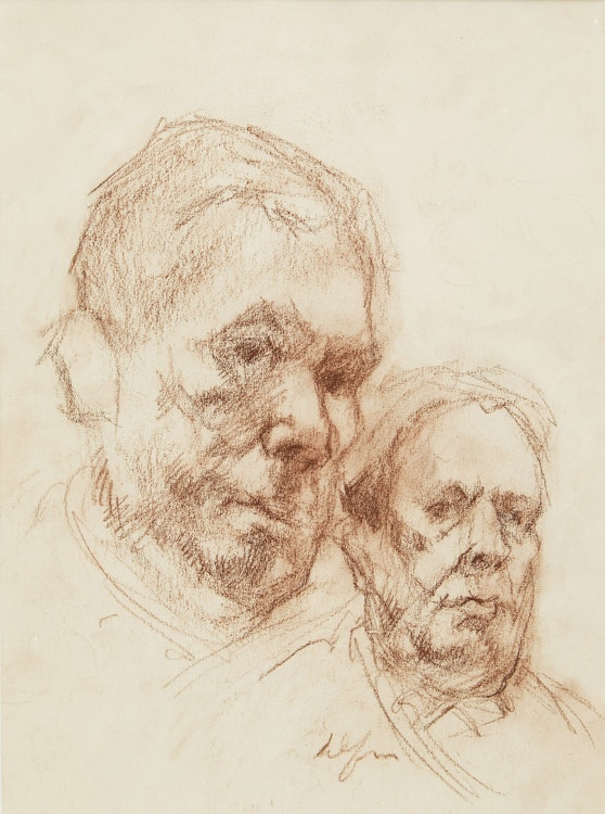 Artwork by John Alfsen,  Double Self Portrait Study