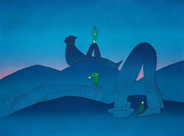 Artwork by Jean-Michel Folon, Untitled Surrealist Landscape