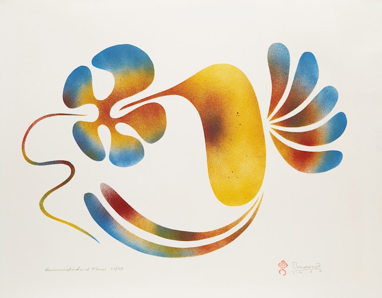 Artwork by Simon Brascoupe, Hummingbird and Flower