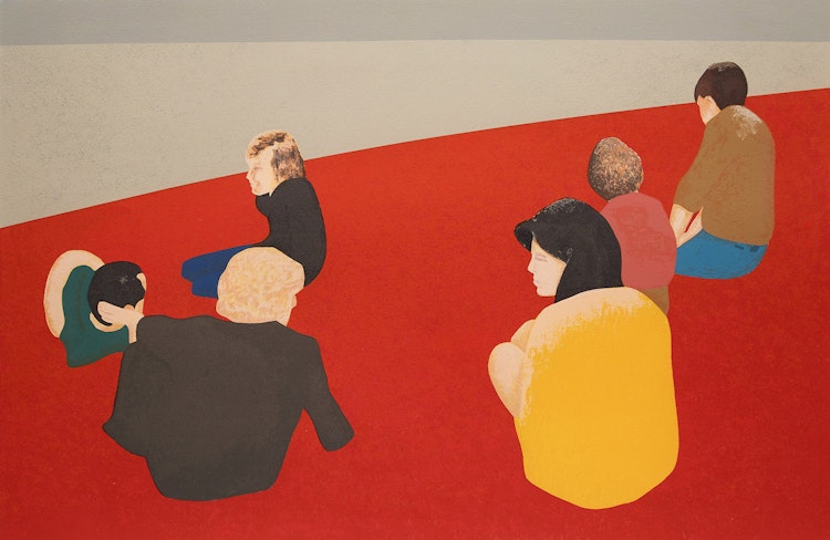 Artwork by Charles Pachter,  Six Figures in a Landscape