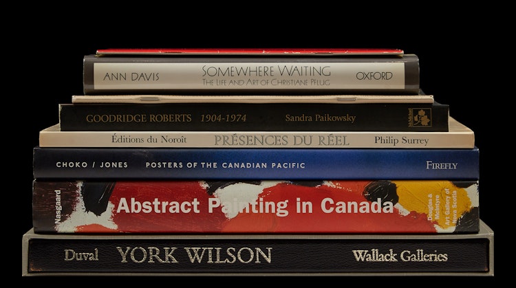 Artwork by  Books and Reference,  Abstract Painting in Canada; York Wilson; Posters of the Canadian Pacific; Présences du réel; Goodridge Roberts; Form and Figure; Somewhere Waiting; Canadian Painting 1850-1950