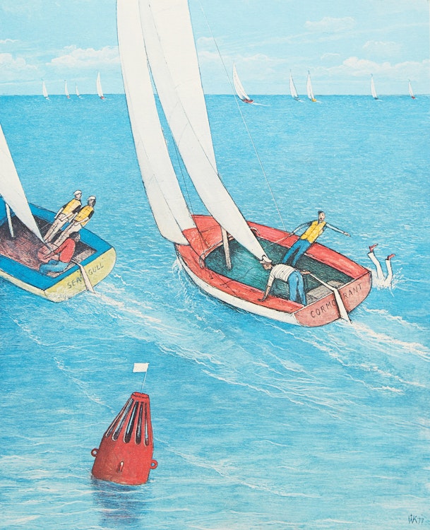 Artwork by William Kurelek,  Yachting