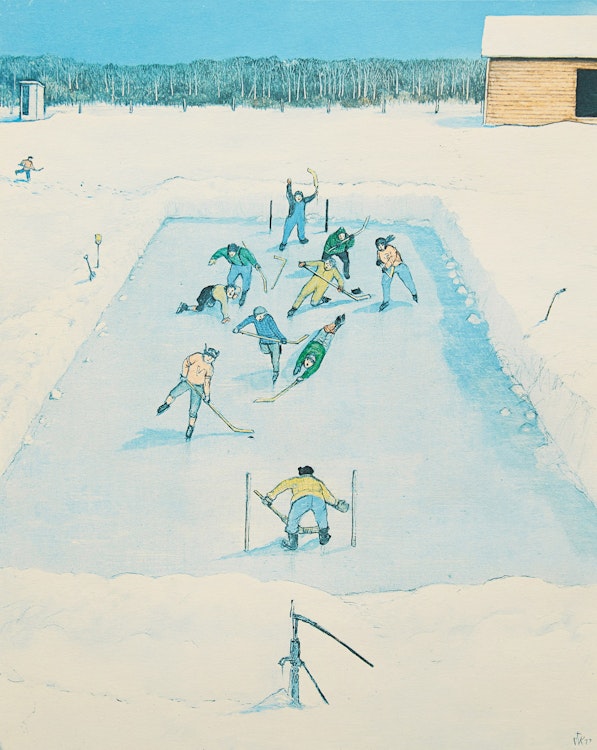 Artwork by William Kurelek,  Hockey