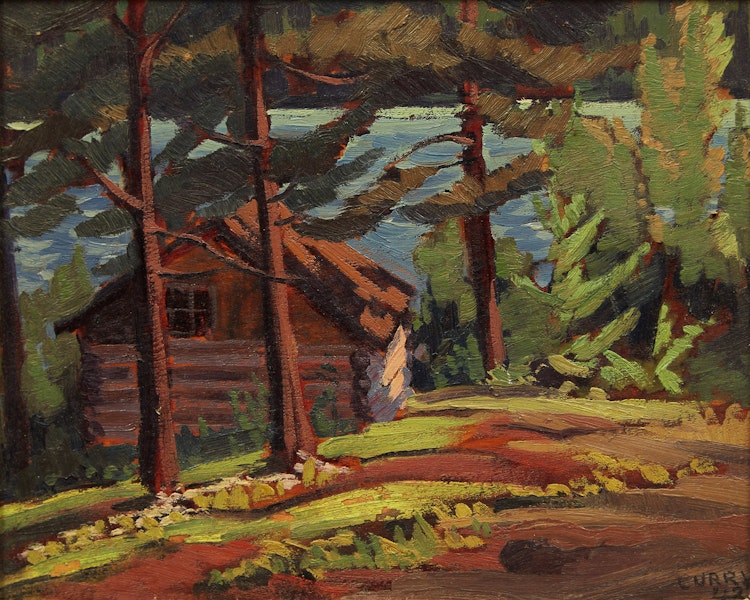 Artwork by Ethel Luella Curry, Log Cabin